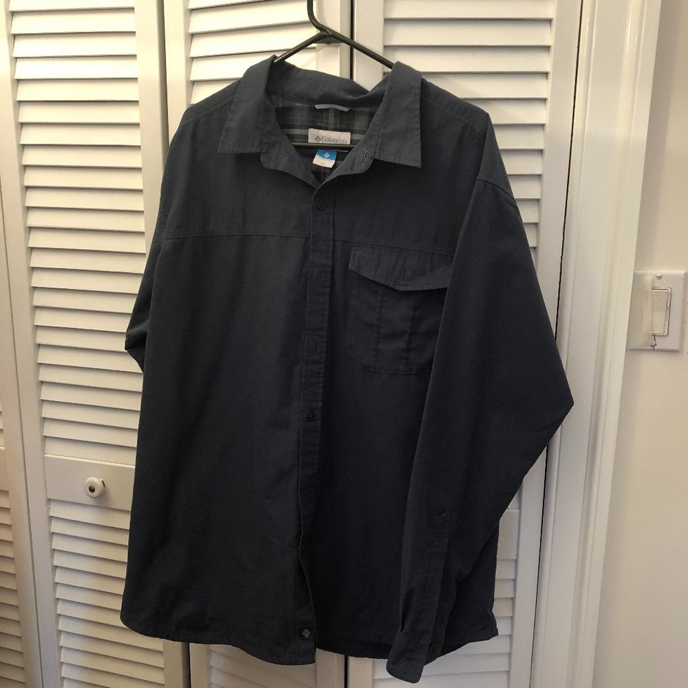 Columbia men long sleeve navy blue shirt, XXL